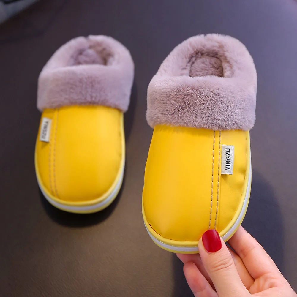 

Waterproof Winter Children Kids Boy Girl Mules Warm Clogs Room Sandals Garden Slippers Candy Color Causal Indoor Shoes For Women