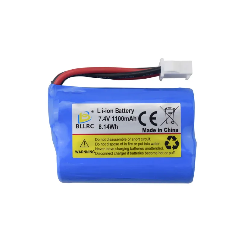 2PCS 7.4V 1100mah lithium battery + USB charging cable for BLLRC L100 RC Ship accessories HONGXUNJIE HJ808 RC boat toy battery