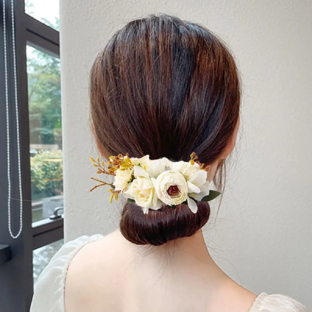 1Pcs Boho Bridal Hair Combs Rustic Wedding Floral Women Flower Hairpins Brides Hair Accessories Wedding jewelry