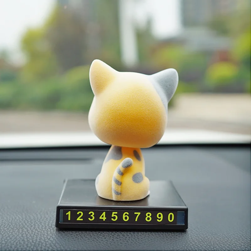 11cm Flocked Cat Shakes Head Doll Car Accessories Mobile Phone Support High Grade Lovely Desktop Accessories Car Decoration Gift