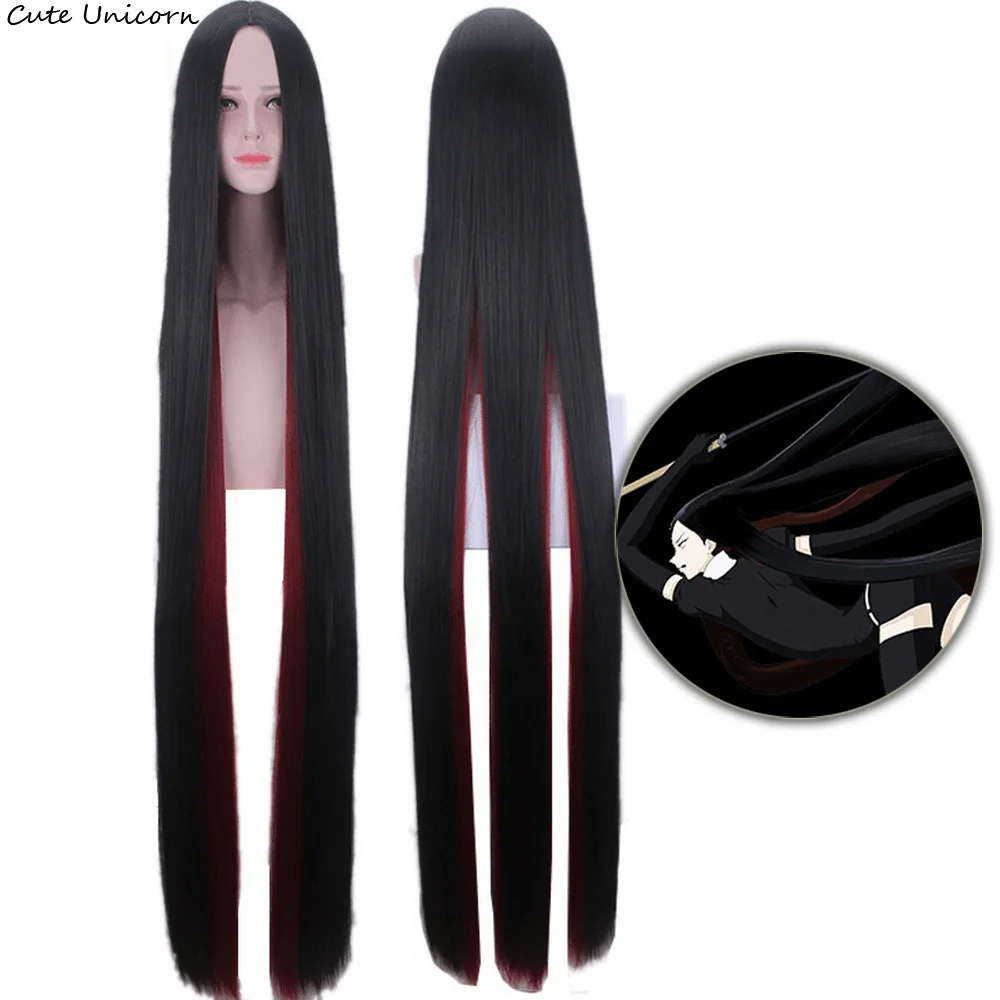 Peruka do cosplayu Land of the Lustrous, 150 cm, anime Houseki no Kuni Bort, czarna, bordowa, długa, syntetyczna, odporna na ciepło, peruka damska.