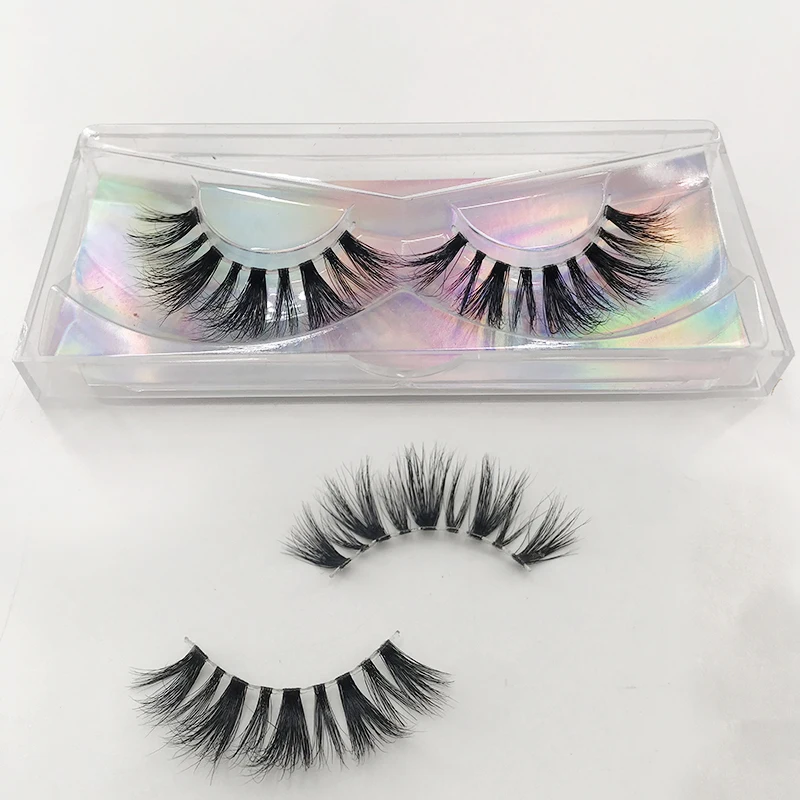 1 pair Mink Eyelashes Clear Band Lashes Handmade 5D Transparent Band Full Strip Lashes