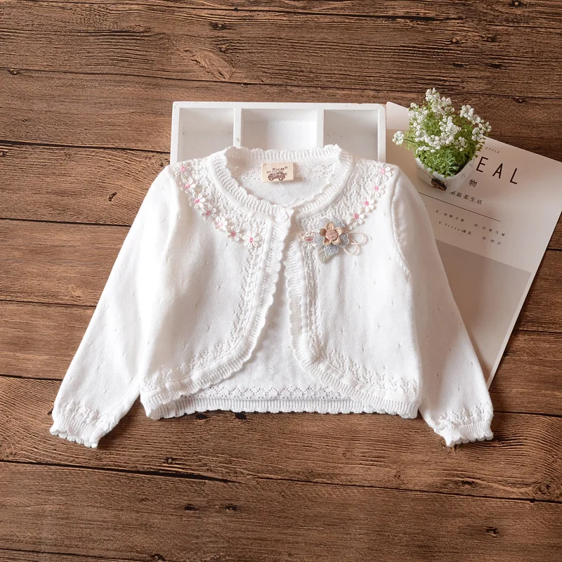 Cotton Girls Cardigan Sweater Kids Jacket Cute Outdoor Sweet Shool Cardigan 1 2 3 4 5 6 7 8 Years Old Children Clothes 205039