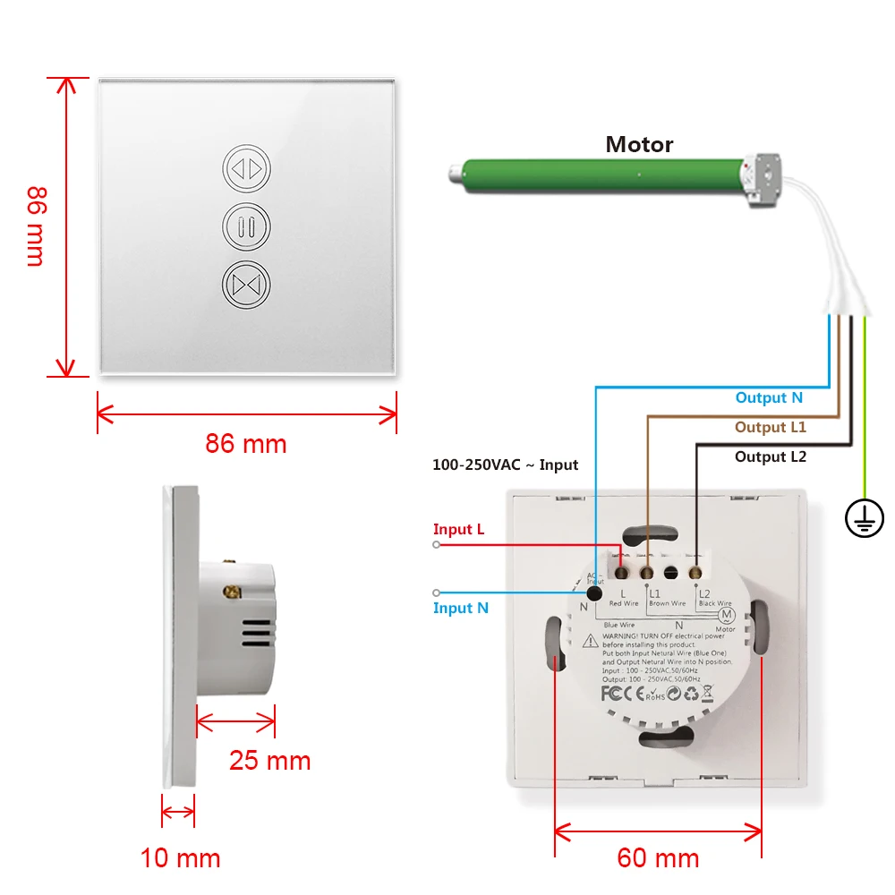 Tuya Smart Life WiFi Roller Shutter Curtain Switch Silver Colour Remote Control Electric Blinds Google Home Aelxa Echo Alice