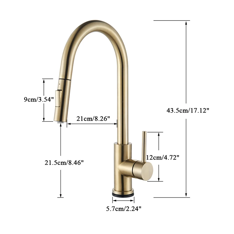 SHBSHAIMY Nickle Gold Kitchen Faucets Stainless Steel Pull Down  Stream Sprayer Deck Mount  Water Sink Taps Black Brushed