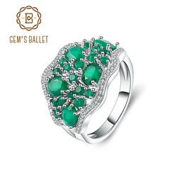 Gem's Ballet 4.77Ct Natural Green Agate Gemstone Vintage Rings Solid 925 Sterling Silver Fine Jewelry For Women Elegant Gift