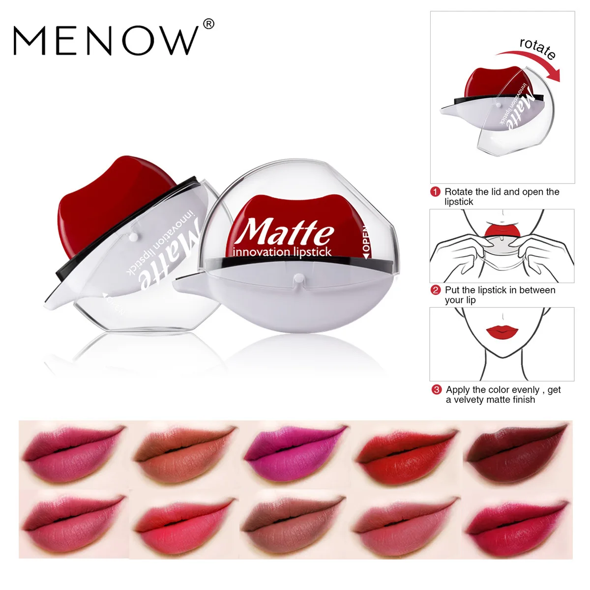 

Hot Selling MENOW L519 Lazy Population Red Waterproof Non-Decoloring Moisturizing Lipstick Makeup Goods Cosmetic Gift for Women