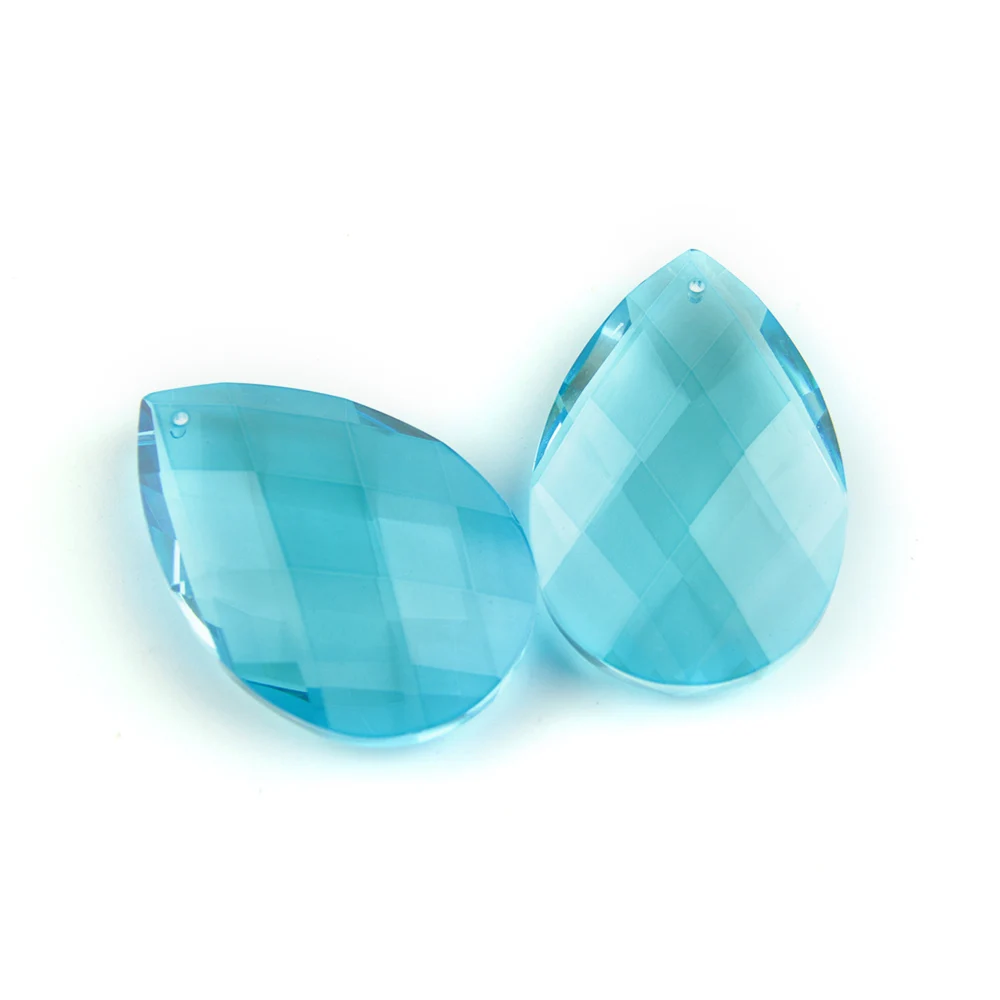 

38mm/50mm Aquamarine Tear Drop Glass Crystal Prism DIY Pendant Chandelier Jewelry Lighting Parts Space Faceted