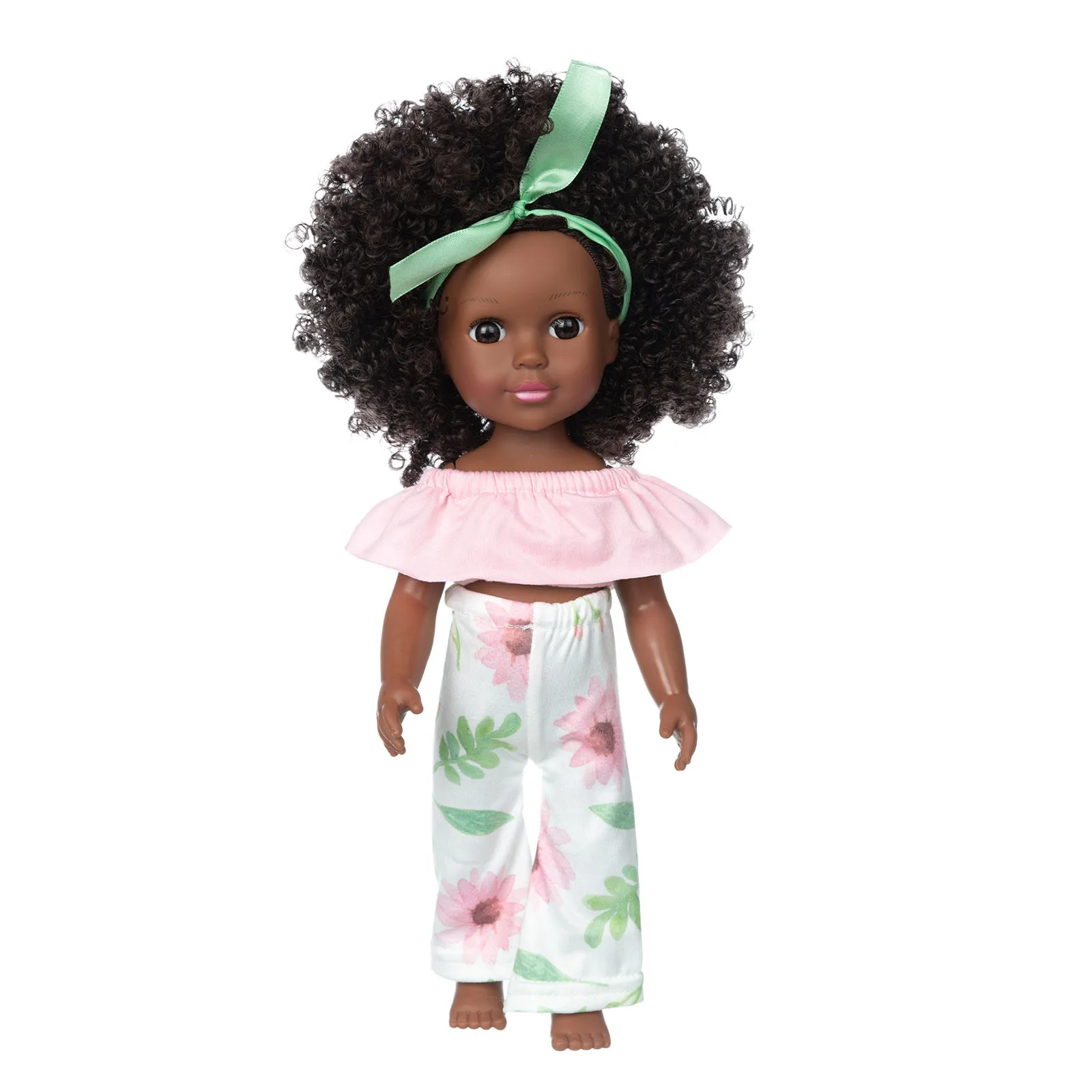 1Pcs Black African Black Baby Cute Curly Black 35cm Vinyl Baby Afro A Variety Of Wearing Doll Birthday Xmas Gifts Clothing Toy