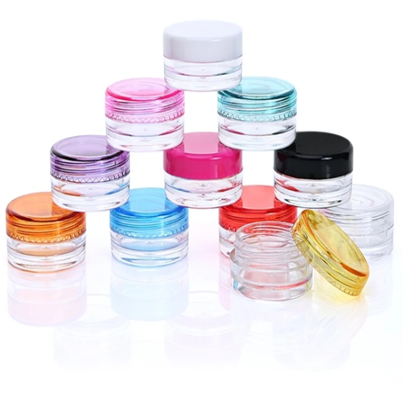 1000pcs/lot 2g 3g 5g Empty Cream Jar 5ml  Colorful Transparent Cream Pot Display Case Cosmetic Packaging box