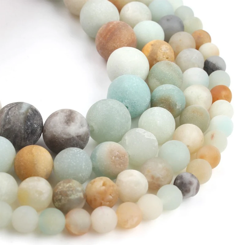 Natural Matte Colorful Amazonite Stone Beads Round Loose Spacer Beads For Jewelry Making Diy Bracelet 15\