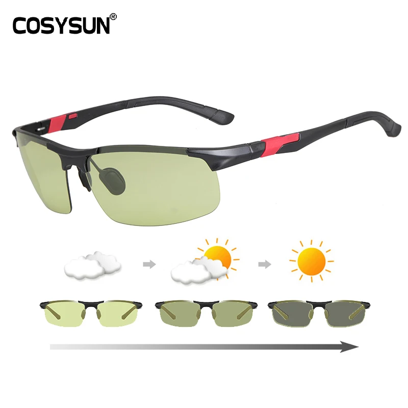 AL-Mg Photochromic Sunglasses Men Driving Sunglasses Men's Polarized Sunglasses Male Goggle Aluminum Alloy Sunglasses