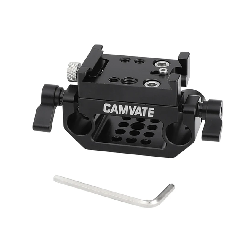 CAMVATE Camera Manfrotto Quick Release Adapter Baseplate With 15mm Dual Rod Clamp Base For DSLR Camera Cage Rig Support System