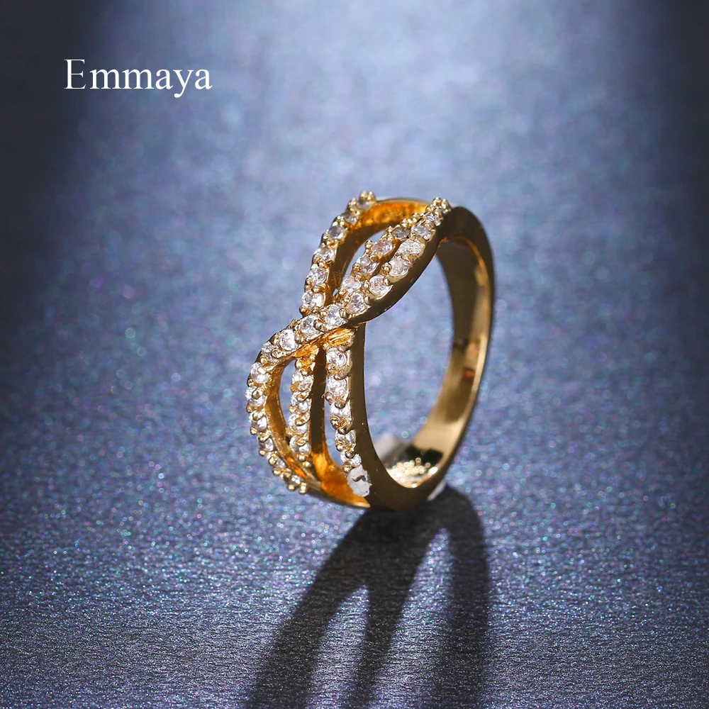 Emmaya Ingenious Modelling Twist Appearance With High Quality Zirconia Delicate Ring For Female Punk Fashion Jewelry In Banquet