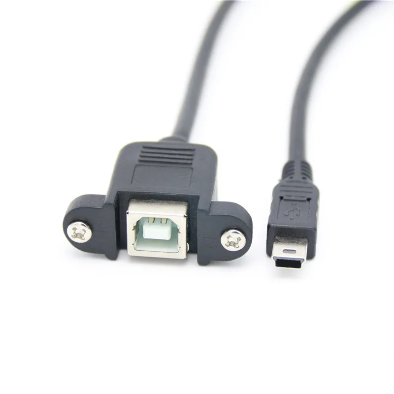 Mini-USB 5pin Mini USB 2.0 Male to USB 2.0 B Type Female Connector Cable 30cm 50cm With Panel Mount Hole cables