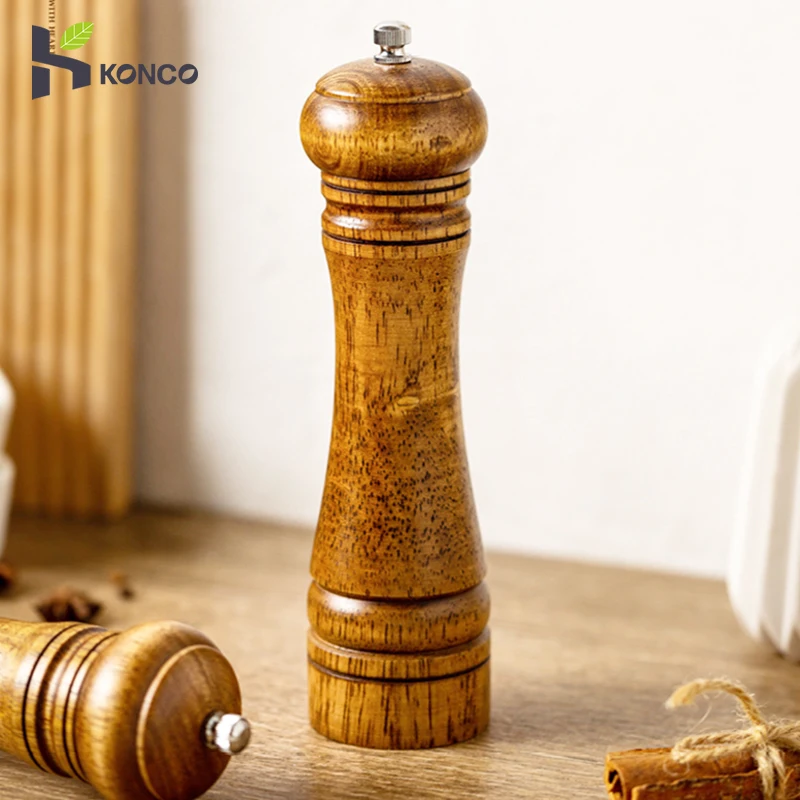 

Konco Wood Pepper Grinder,Salt and Pepper Mill with Strong Adjustable Ceramic Mill Hand Shaker Spice Grinders Kitchen Tool