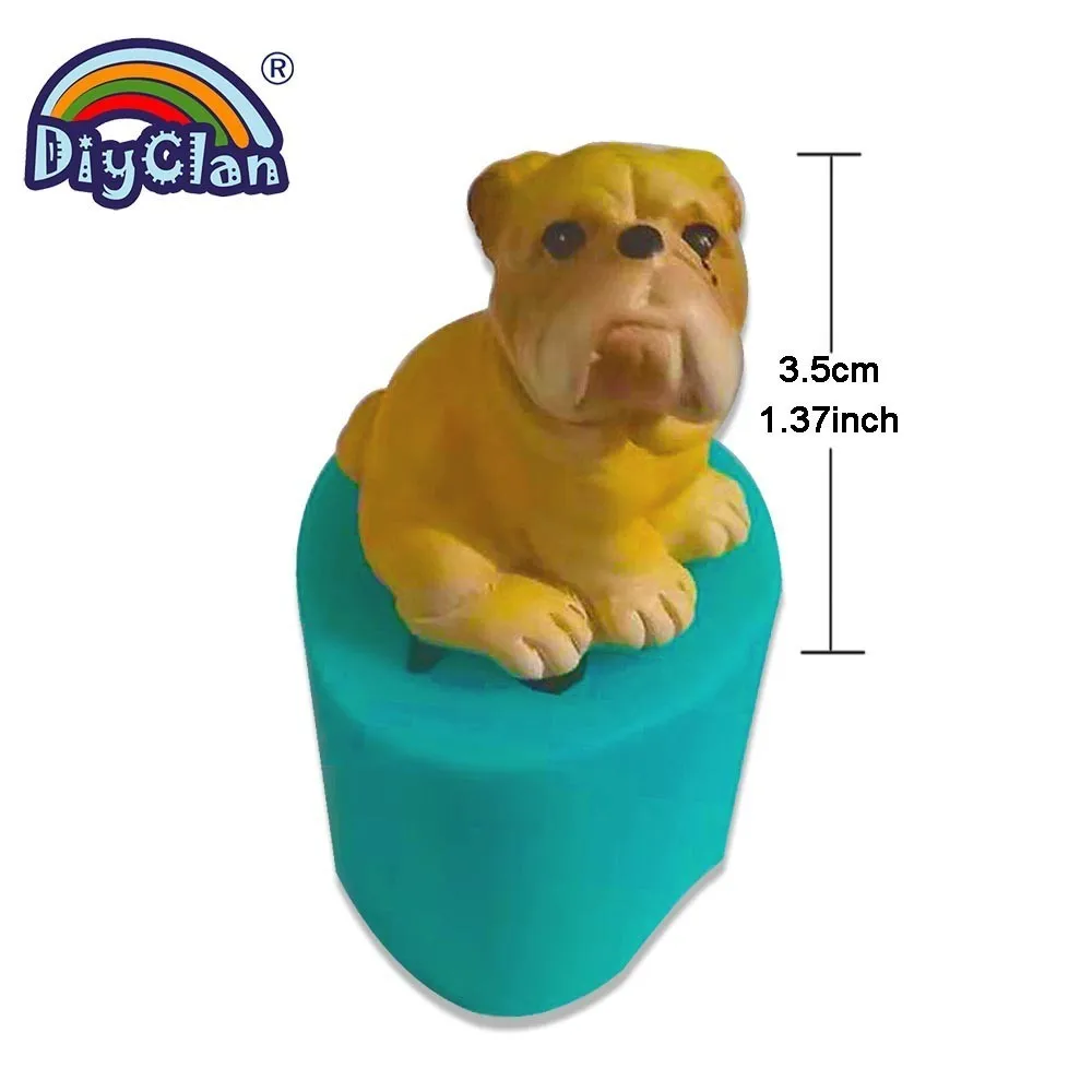 Mini Bulldog Silicone Mold Chocolate Cake Decorating Tools Dog Animal Theme Candle Soap Mould Plaster Cement Polymer Clay Form