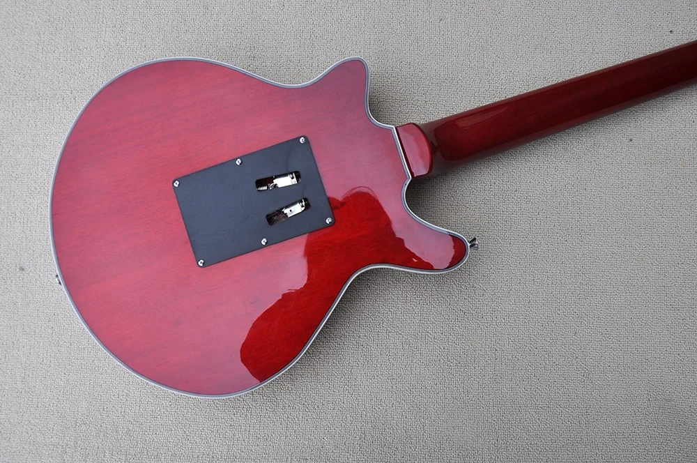 Special shape Red body  Electric Guitar Rosewood Fingerboard,Chrome Hardware,Black pickguard,Provide customized service