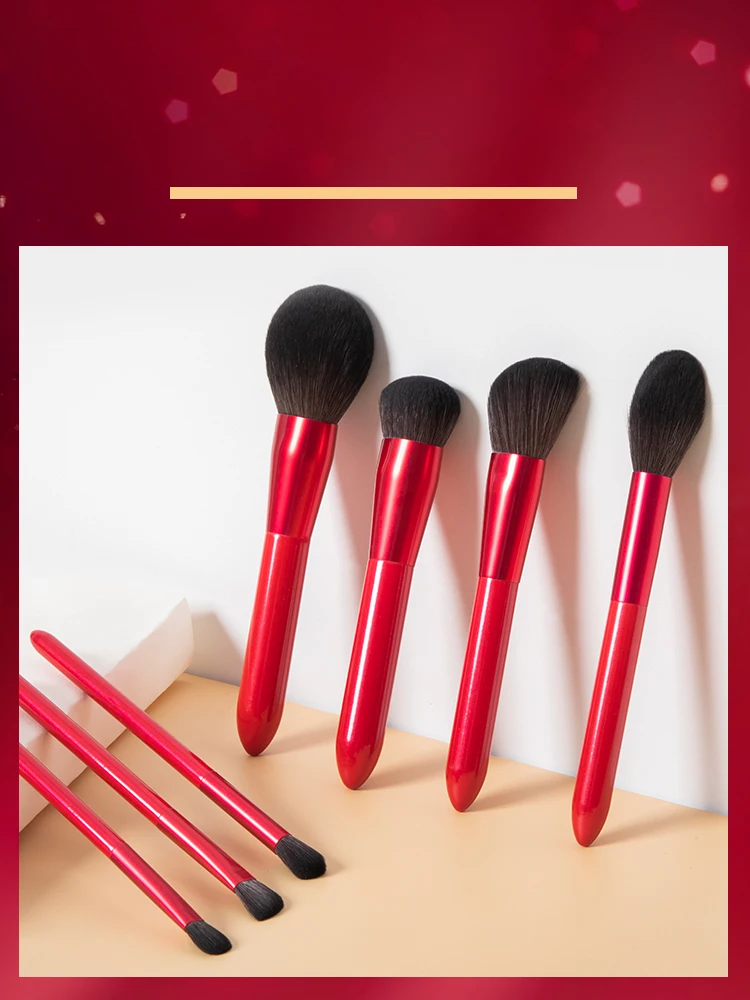 Shinedo Christmas Red 11pcs Professional Eye Shadow Makeup Brush Kits Eyeshadow Kabuki Eyeliner Blending Eyebrow Synthetic Hair