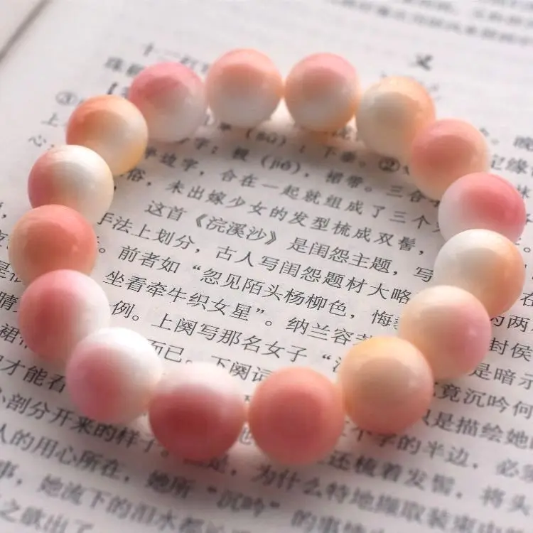 8mm Costly Pink Sea Snail Mala Bead Bangle Bracelet Rosary Amulet Organic Gem Nature Gem