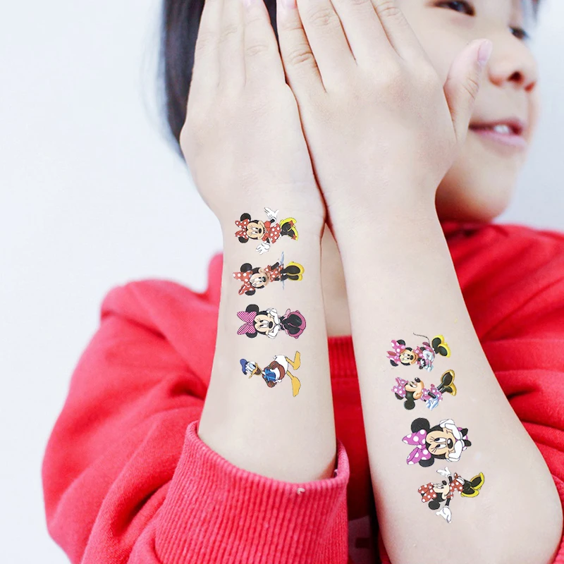 Disney Mickey Minnie Mouse Tattoo Stickers Child Temporary Fake Tattoos Paste on Arm for Children Cartoon Anime Kids Toys Sticke