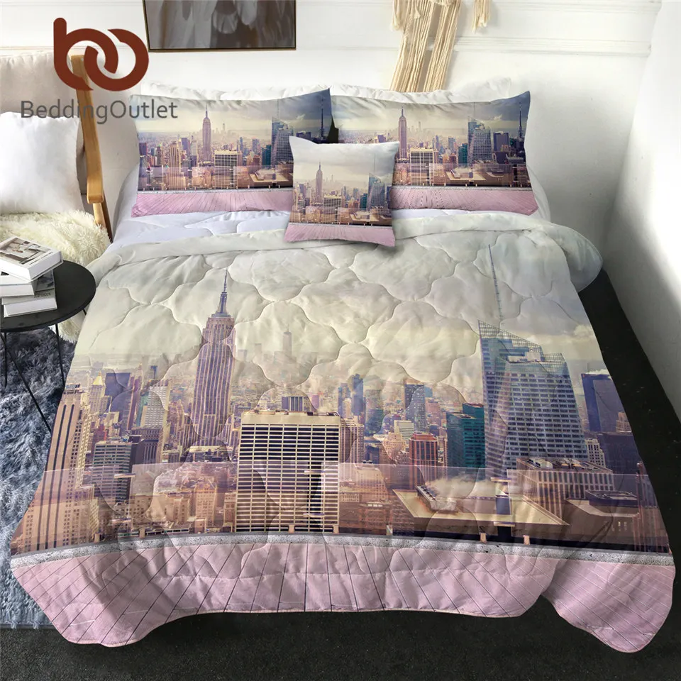 

BeddingOutlet New York City Thin Duvet Beautiful Scenery Quilted Blanket Realistic 3d Comforter Cozy Bed Set Modern Bedspread