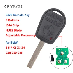 Keyecu EWS System for BMW Old Models 3 5 7 X5 X3 Z4 E38 E39 E46 Adjustable Frequency Remote Car Key Fob 315MHz 433MHz ID44 Chip