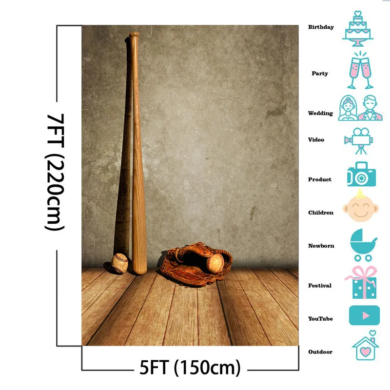 Mocsicka graue Wand Fotografie Hintergrund Baseball Baseballs chläger Handschuh Dekoration Requisiten Erwachsenen Porträt Foto Hintergrund Studio