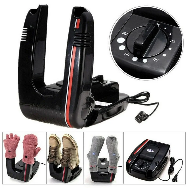 Boot Dryer portatile pieghevole scarpe scaldino calore elettrico con Timer nero 110V-220V scarpe a raggi ultravioletti asciugatrice per guanti