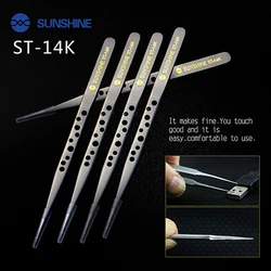 SUNSHINE ST-14K SUNSHINE ST-14K Tweezers ultra-precision straight tweezers With Holes Anti-Static Maintenance Tool For Repair