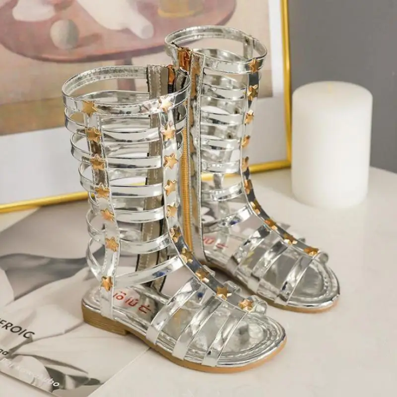 New Summer Child Sandals Roman Boots High-top Girls Sandals Kids Gladiator Sandals Hot Sale Toddler Girls Shoes A797