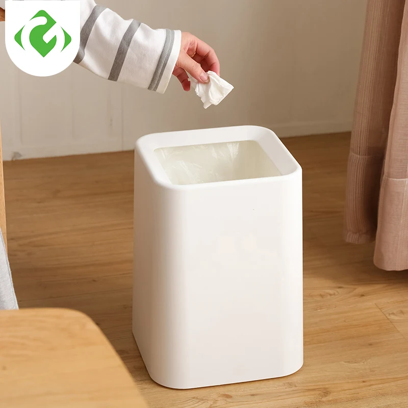 

White Trash can Modern style Square Paper Basket Plastic Without cover Trash can PP+ABS Double layer Standing Waste Bins living