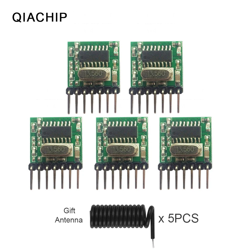 QIACHIP 5pcs/lot 433 MHz Superheterodyne RF Transmitter Module 433Mhz Remote Control Switch 1527 learning code DIY For Arduino