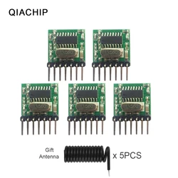 QIACHIP 5 adet/grup 433 MHz süperheterodin RF verici modülü 433Mhz uzaktan kumanda anahtarı 1527 öğrenme kodu Arduino için DIY