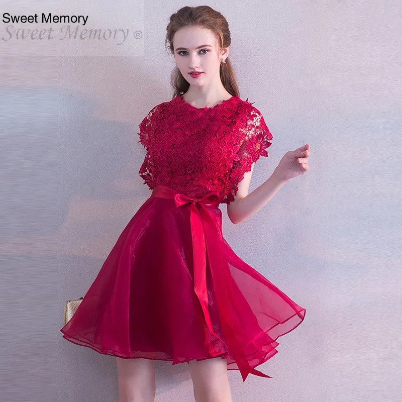 New Short Red Bride Sister Evening Dress Girl Birthday Wedding Party Dress Lady Homecoming Prom Graduation Gown