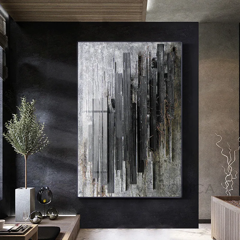 

Modern Abstract Black Grey Canvas Poster Luxury Retro Art Print Wall Pictures Minimalist Decoration Paintings for Living Room