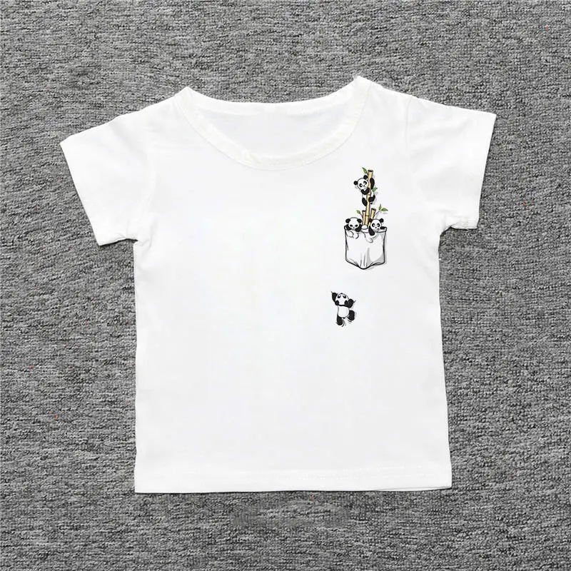 2020 Summer New Tops Novel Boy T Shirts For Children Fun Chest Animal Girl T Shirts White Simple Chest Print O-neck Kids T Shirt