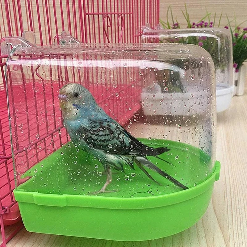 Bird Bathroom Bathtub Budgerigar Thrush Plastic Shower Room Hanging Out Parrot Cage Shower Sand Bath Clean Tool Bird Accessories