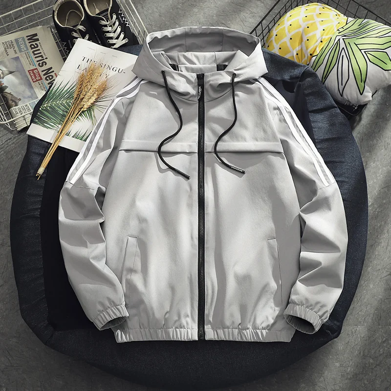 

New Autumn Men's All-match Hooded Zipper Jacket Fashion Youth Simplicity Casual Small Fresh Trend Handsome Cotton Brand Clothes