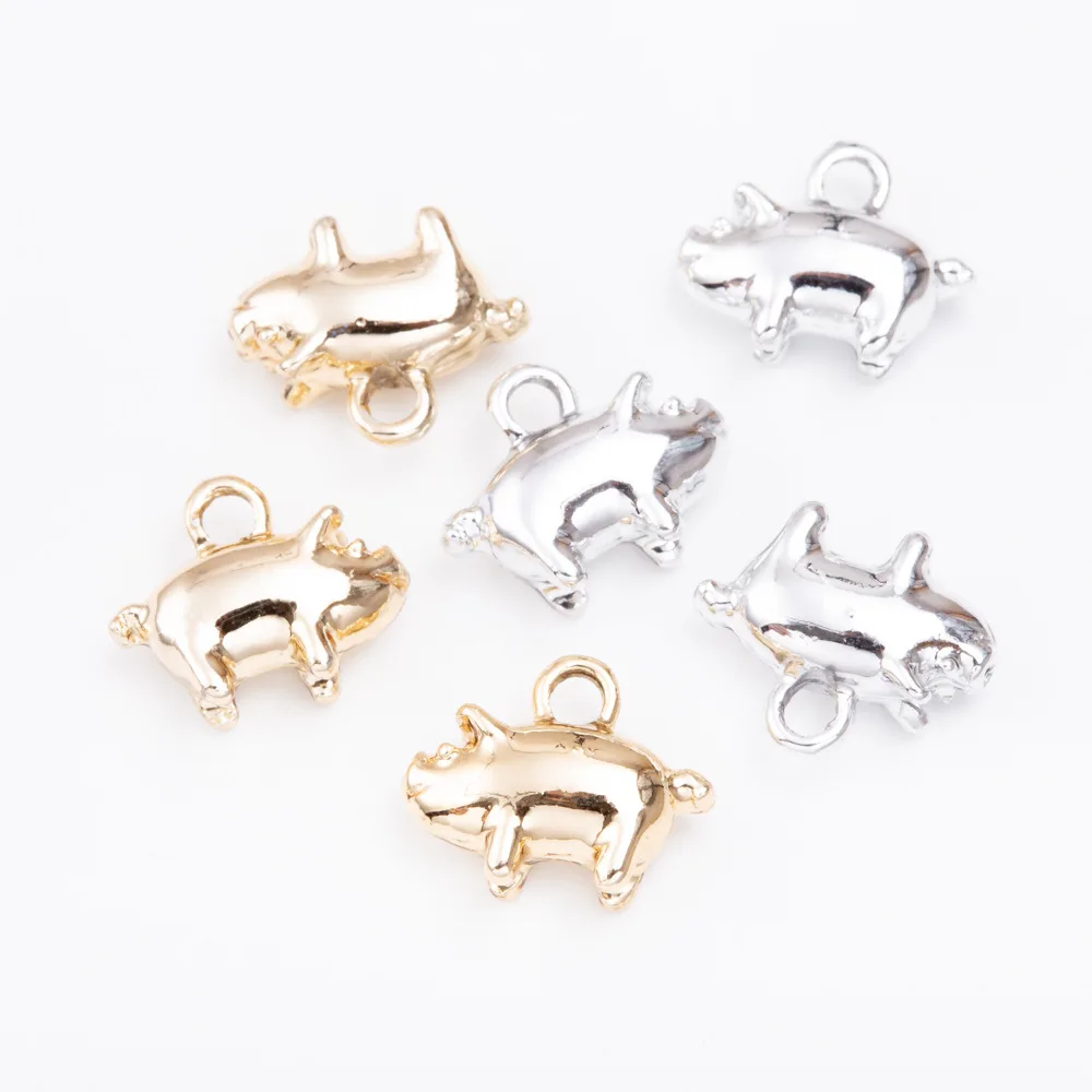 8 Pieces Gold Color Alloy Enamel Cute Pig Charms Pendant Accessaries For DIY Bracelet Necklace Jewelry Making Earring Findings