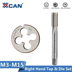 XCAN 2pcs M3-M15 Right Hand Thread Tap and Die Set Metric Plug Tap Die HSS Machine Threading Tool Screw Thread Tap Drill Die Set