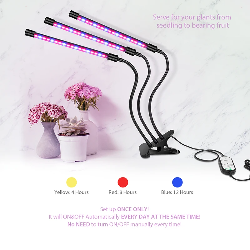 Lampe horticole de croissance LED 5V, USB, 4 têtes, éclairage pour plantes, fleurs, graines d'intérieur