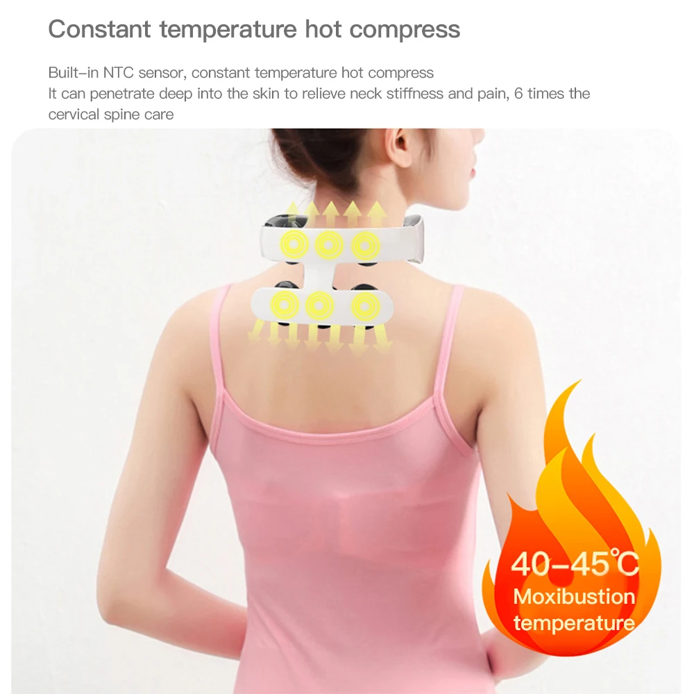 Electric Heating Neck Massager TENS Pulse Back Cervical Spine Relief electroestimulador EMS Kneading Massager Acupuncture