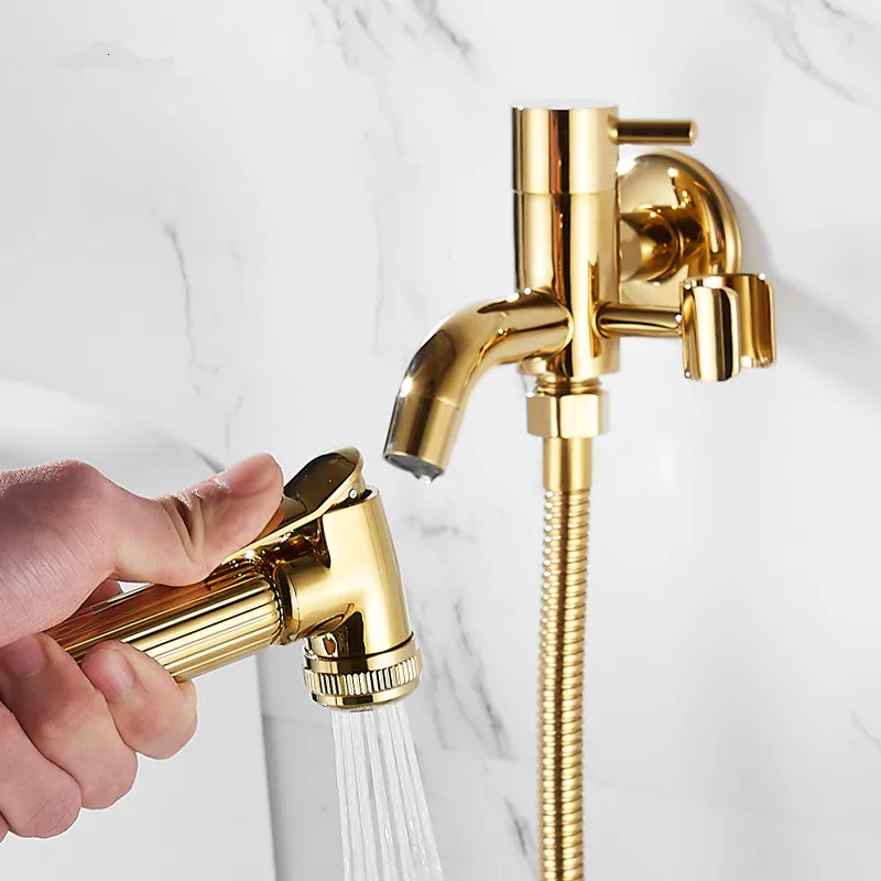 

Gold Bidet Faucets Brass Bathroom Shower Tap Bidet Toilet Sprayer Bidet Toilet Washer Mixer Muslim Shower Ducha Higienica