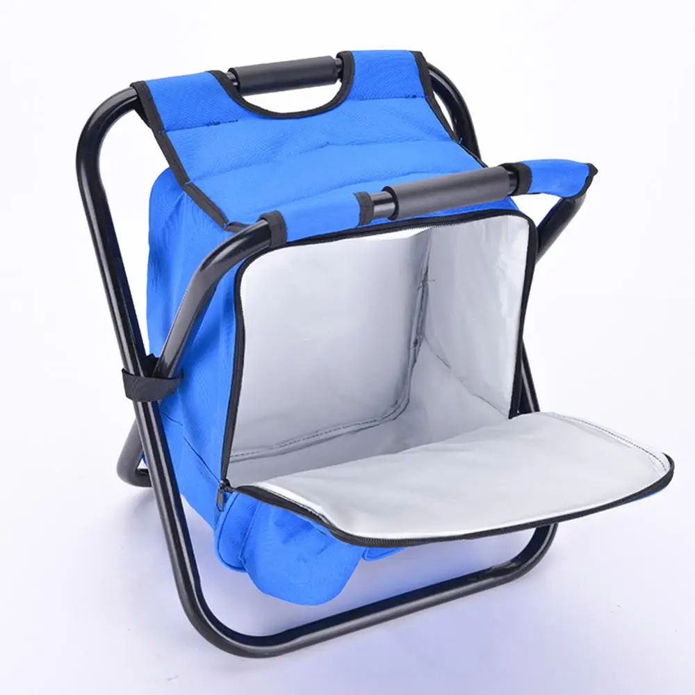 Outdoor Fishing Chair Bag Folding Camping Stool Portable Backpack Cooler Insulated Picnic Bag Hiking Seat Table Bag Bear 150KG