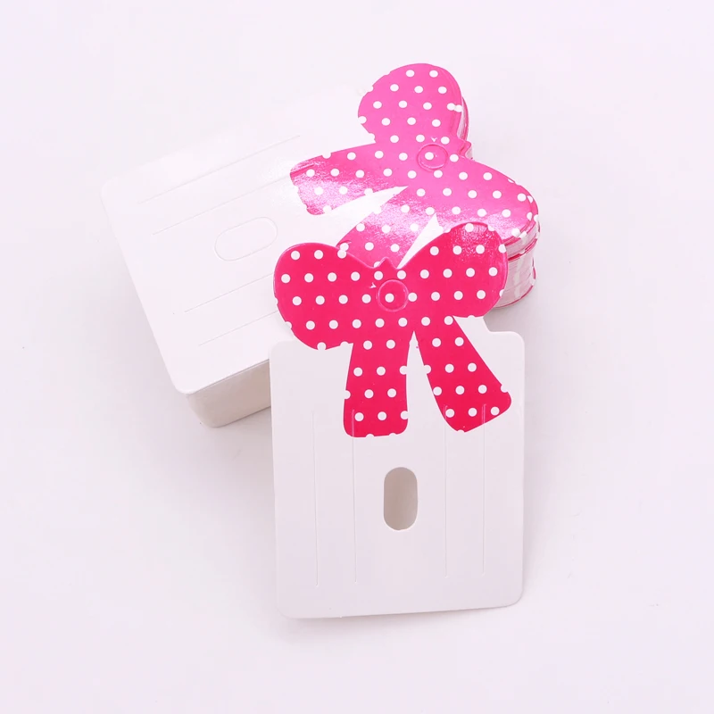 

Розовый бант, бумажная заколка для волос, Ювелирная карта 5*8 см, простая детская заколка для волос, демонстрационные карты, упаковка для ювелирных изделий, 100 шт./лот