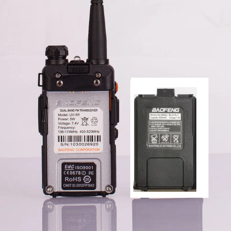 2 قطعة baofeng uv-5r الحقيقي 8w 3800mAh بطارية اسلكية تخاطب ل اتجاهين راديو VHF UHF المزدوج الفرقة المحمولة cb راديو comunicador рация