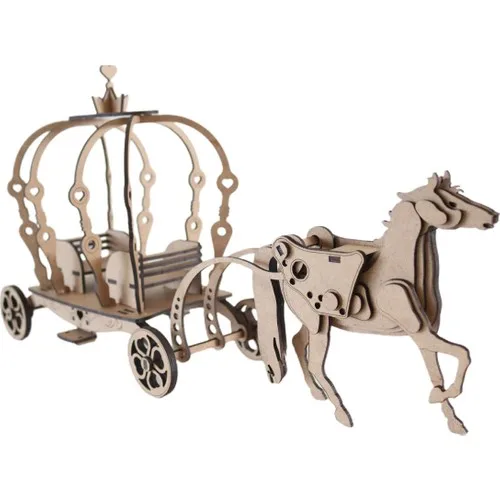 3D Exhibition 3D Wooden Puzzle Princess Horse Car 85 Piece