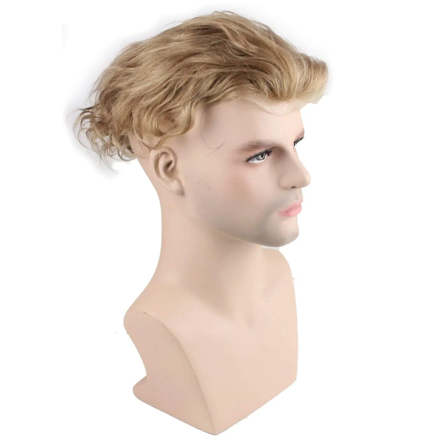 Eseewigs Men's Hairpiece Human Hair Toupee Wig Super Thin Skin Hair Replacement (#21 Ash Blonde) 10