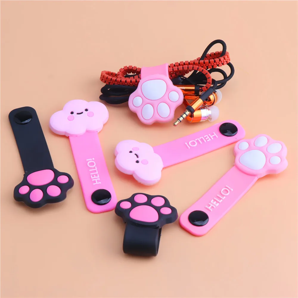 

2 Pieces Cute Cartoon Kawaii Mobile Phone USB Cable Fastener Button Organizer Wire headset Holder line Winder bag clip decro